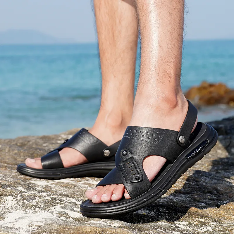 LAORENTOU Beach Sandals Men Black-3