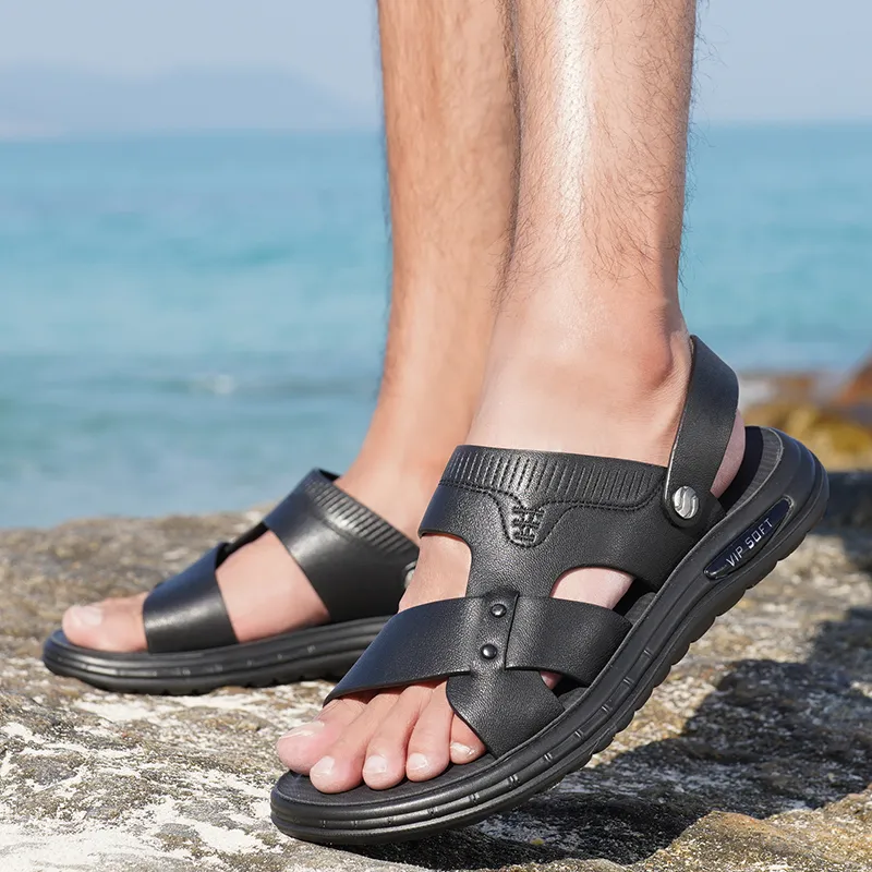 LAORENTOU Beach Sandals Men Black-3