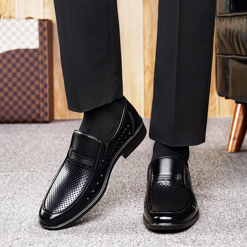 LAORENTOU Dress Shoes Men Low Top Black-5