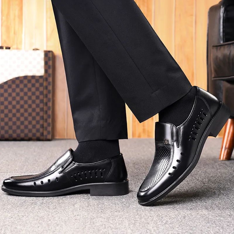 LAORENTOU Dress Shoes Men Low Top Black-6