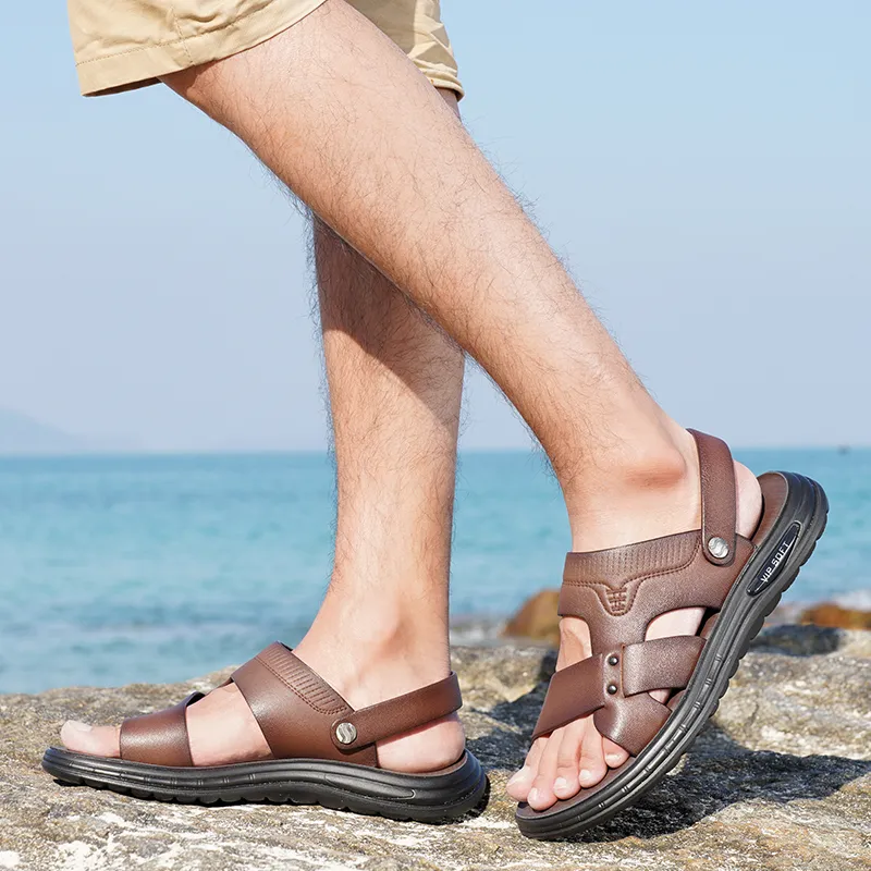 LAORENTOU Beach Sandals Men Black-9