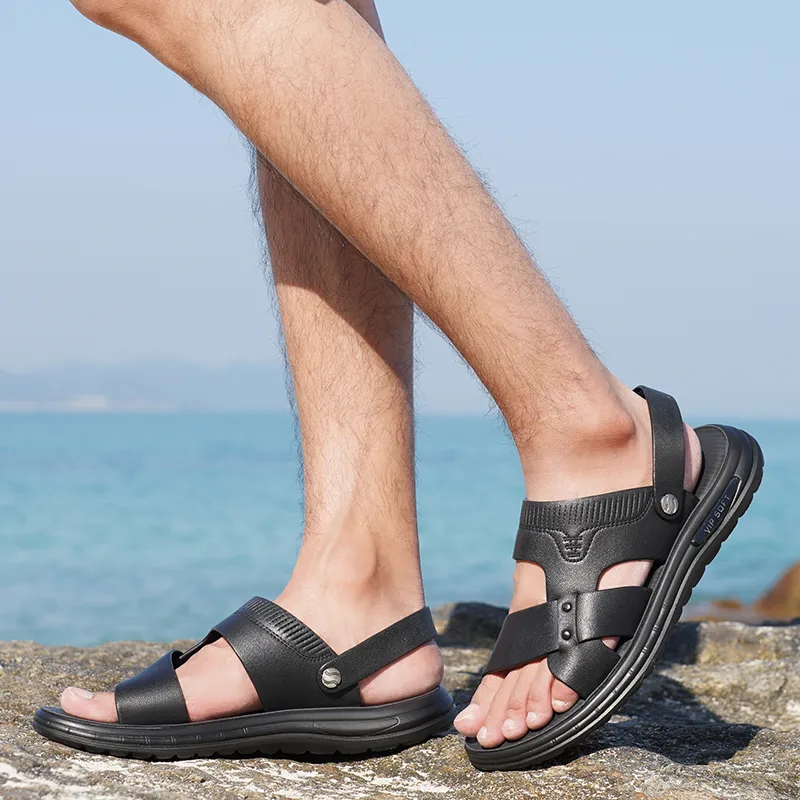 LAORENTOU Beach Sandals Men Black-4
