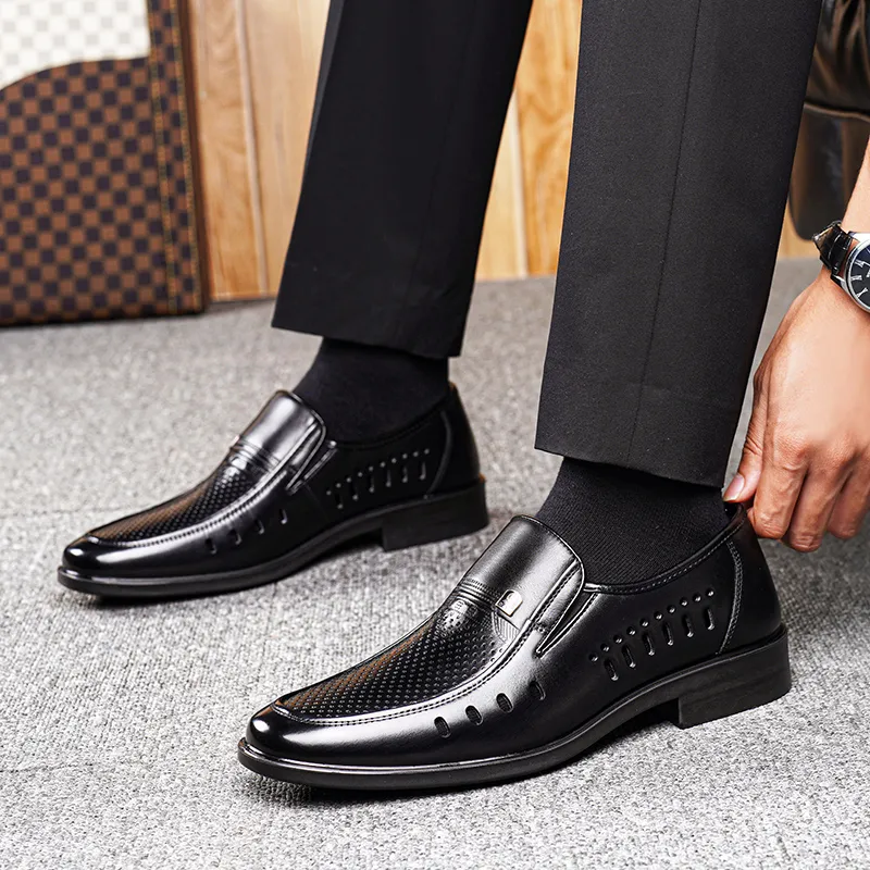 LAORENTOU Dress Shoes Men Low Top Black-4