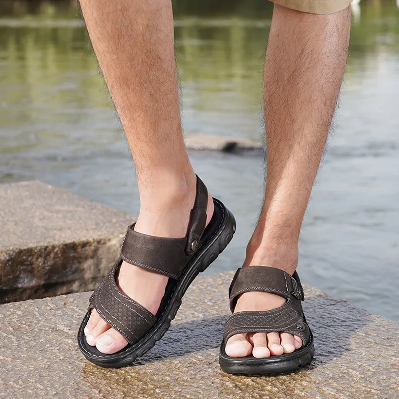 LAORENTOU Beach Sandals Men Black-4
