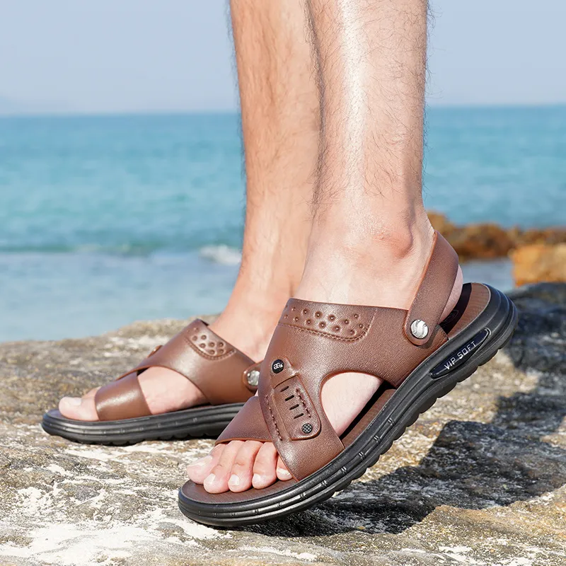 LAORENTOU Beach Sandals Men Black-9