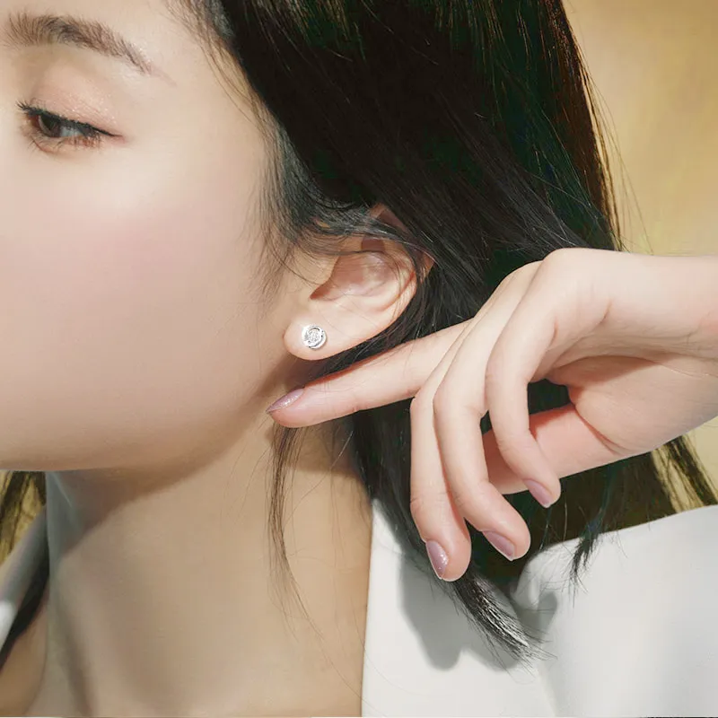 R Z Y S999 Sterling Silver Stud Earrings Women's-4