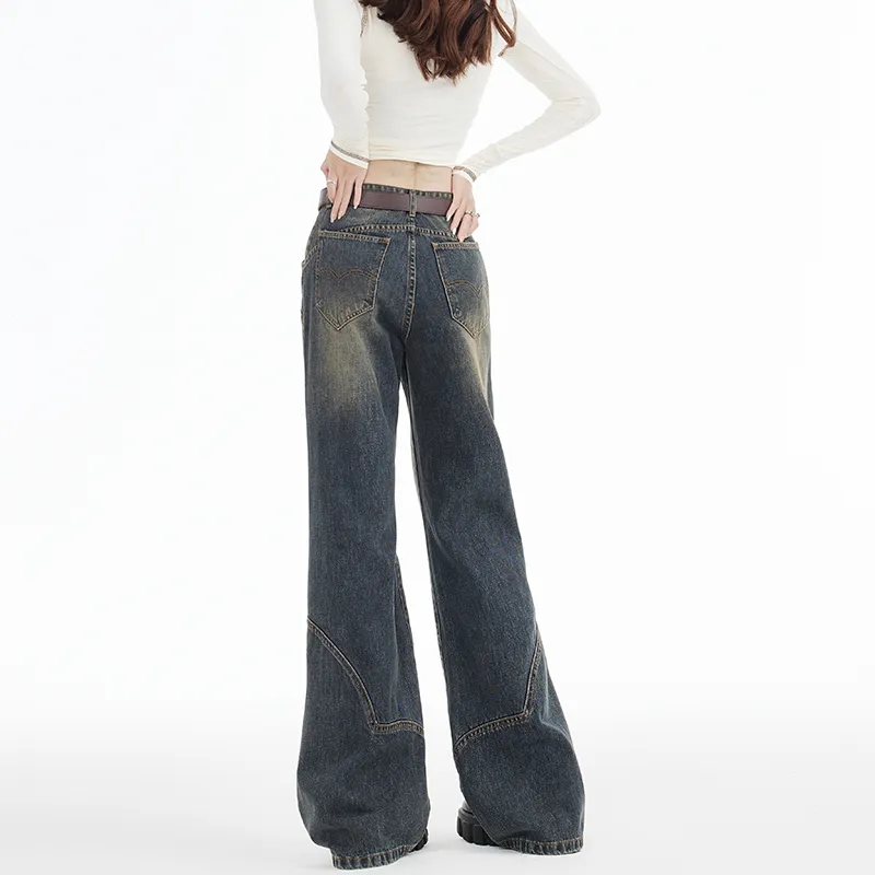 Kazakhstan Jeans Women's Vintage Blue Gray-6