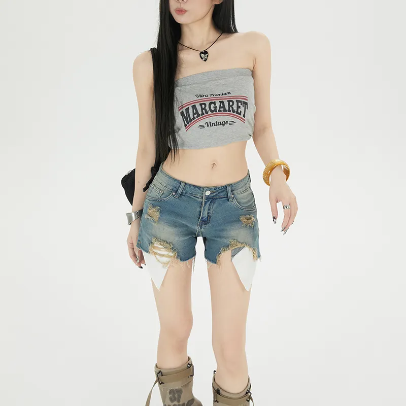 Kazakhstan Denim Shorts Women's Light Blue-2