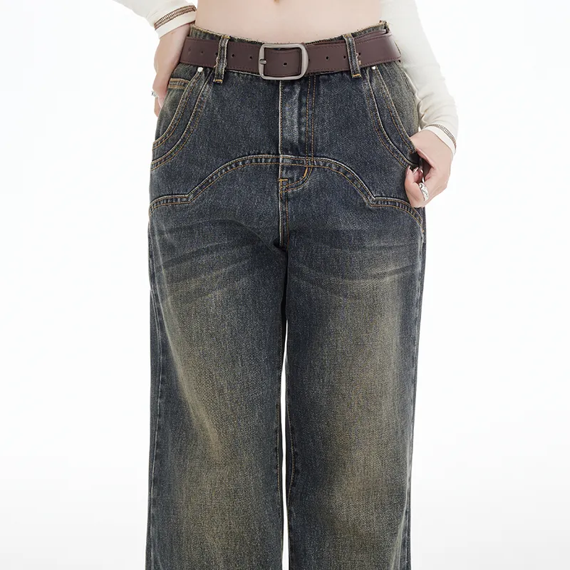 Kazakhstan Jeans Women's Vintage Blue Gray-3