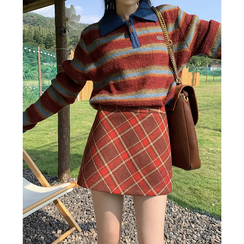 Kazakhstan Casual Short Skirts Women's Red-2