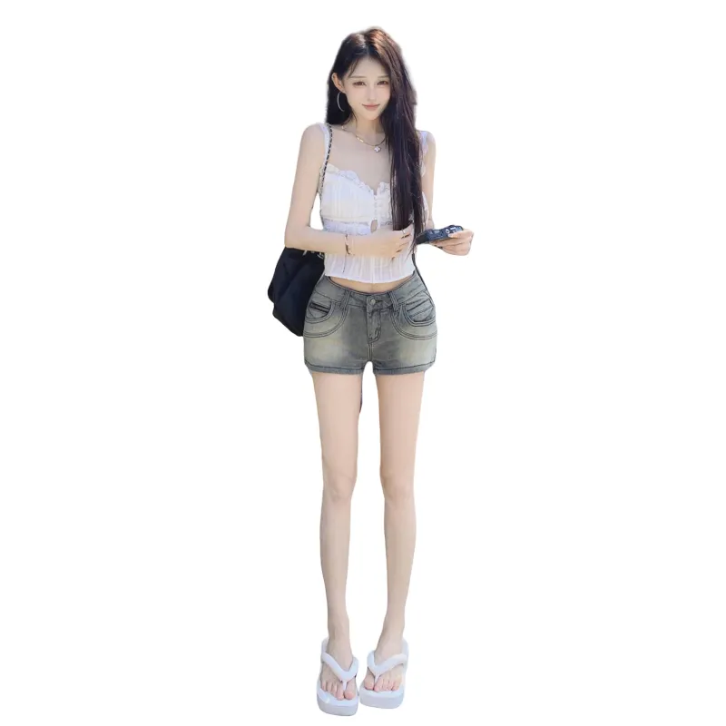 Kazakhstan Denim Shorts Women's Stone Gray-1