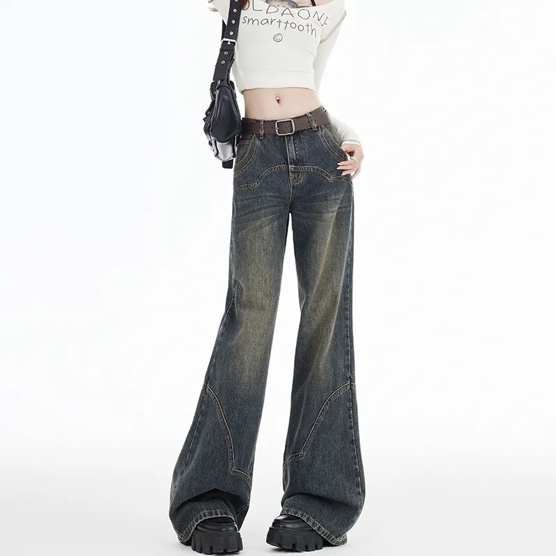 Kazakhstan Jeans Women's Vintage Blue Gray-4