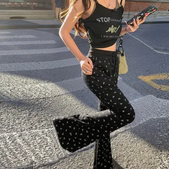 Kazakhstan Casual Pants Women's Bowknot Print