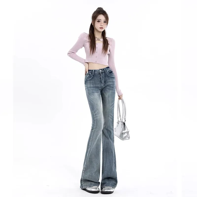 Kazakhstan Jeans Women's Vintage Blue Smoke Gray-2