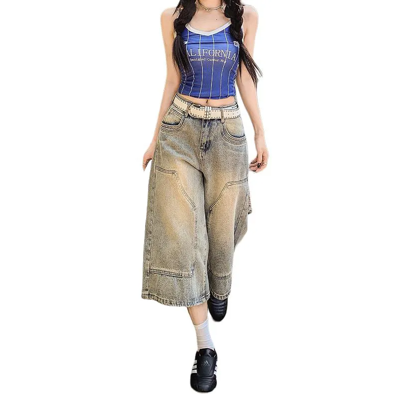 Kazakhstan Denim Shorts Women's Nostalgic Blue-5