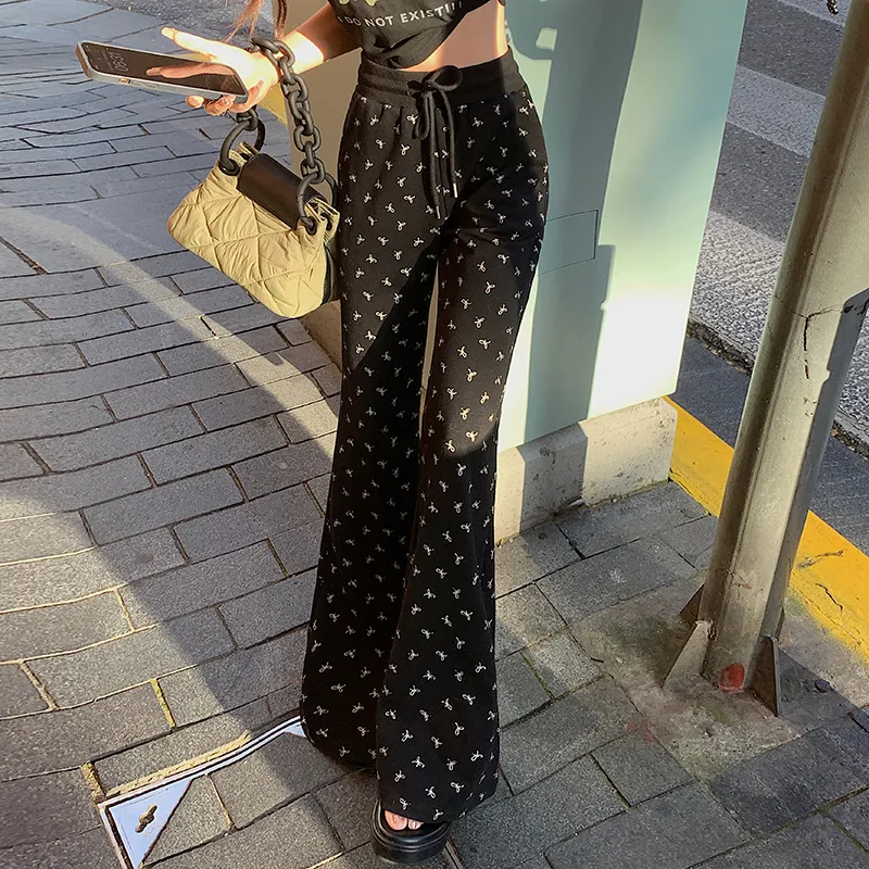 Kazakhstan Casual Pants Women's Bowknot Print-1