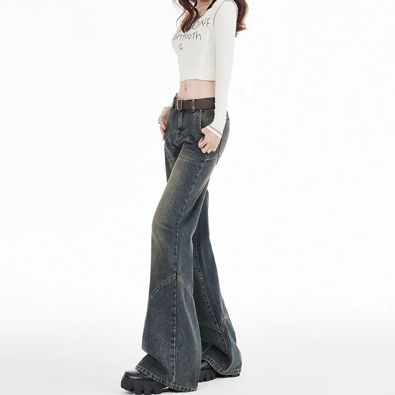 Kazakhstan Jeans Women's Vintage Blue Gray-5