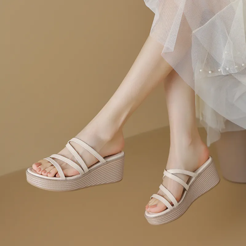 OCCAMAN Slide Slippers Women's Beige-6