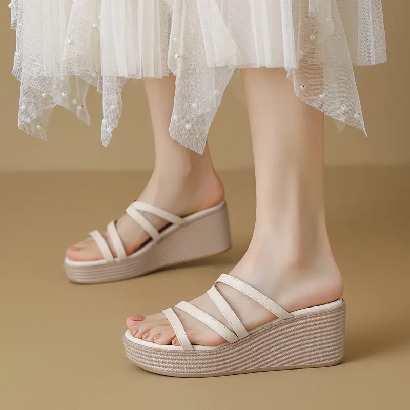 OCCAMAN Slide Slippers Women's Beige-1