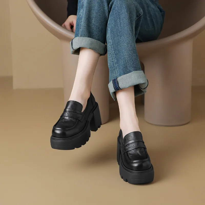 OCCAMAN Chunky Heel High Heels 8.5cm Women's-5