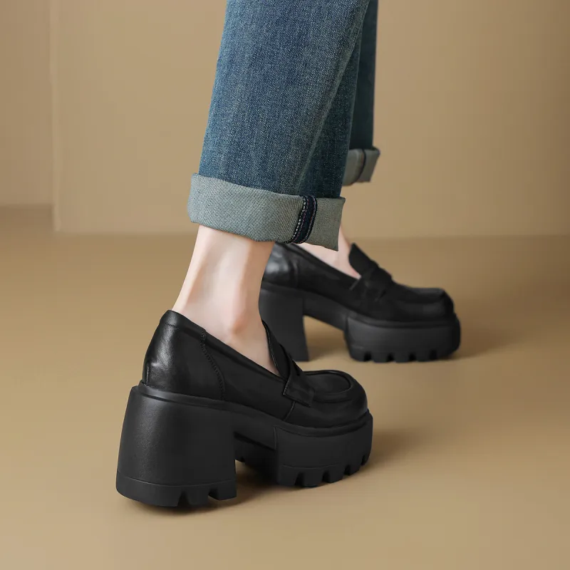 OCCAMAN Chunky Heel High Heels 8.5cm Women's-6