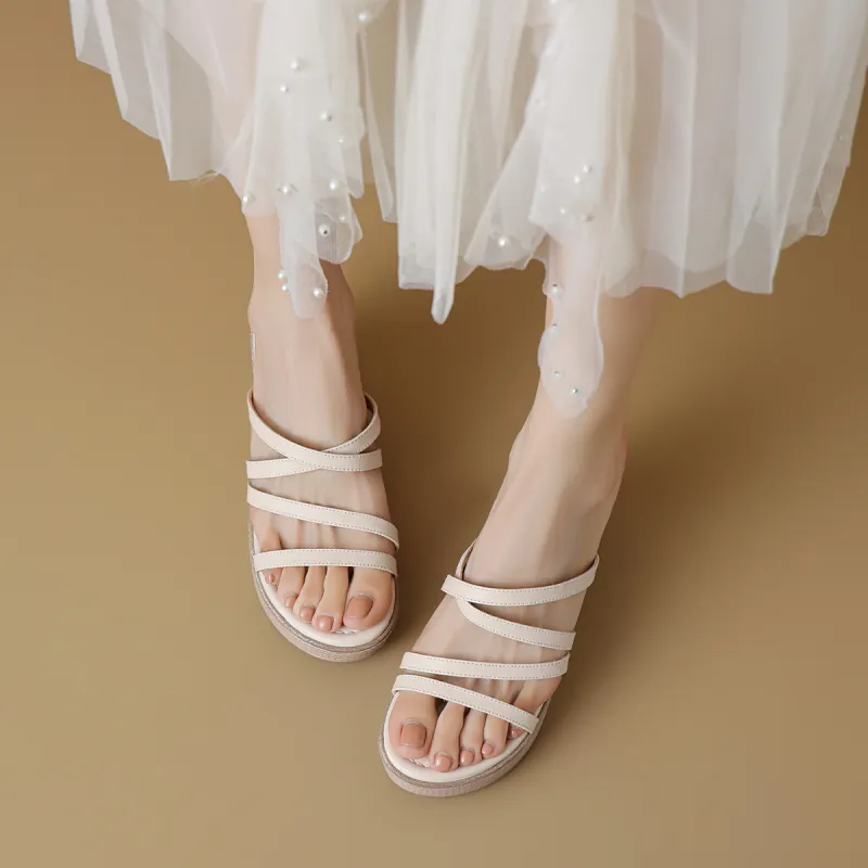 OCCAMAN Slide Slippers Women's Beige-3