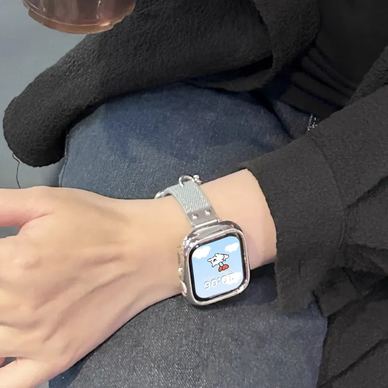 CHUANGYIDA Apple Compatibility Watch Band 130 180mm Denim Material-2