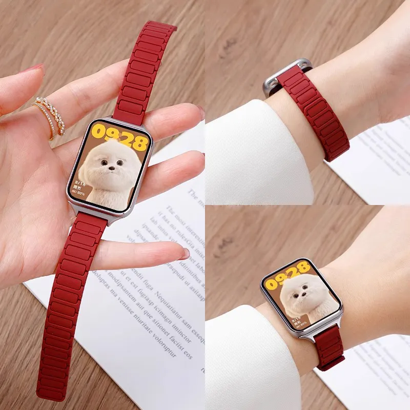 CHUANGYIDA Watch Band Xiaomi Red Beige Compatibility 135 210mm Silicone Material-2