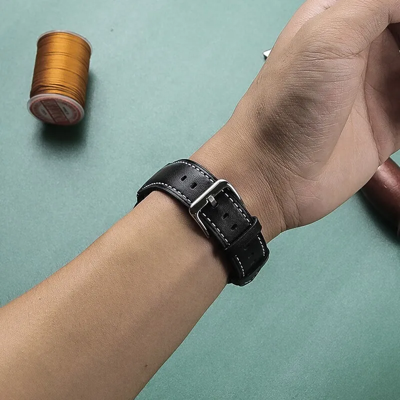 CHUANGYIDA OPPO Compatibility Watch Band Pin Buckle Calfskin Tip Tail Belt Artificial Leather Material-2
