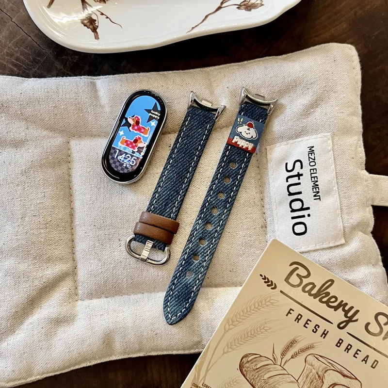 CHUANGYIDA Xiaomi Compatibility Watch Band 135 210mm Denim Material-3