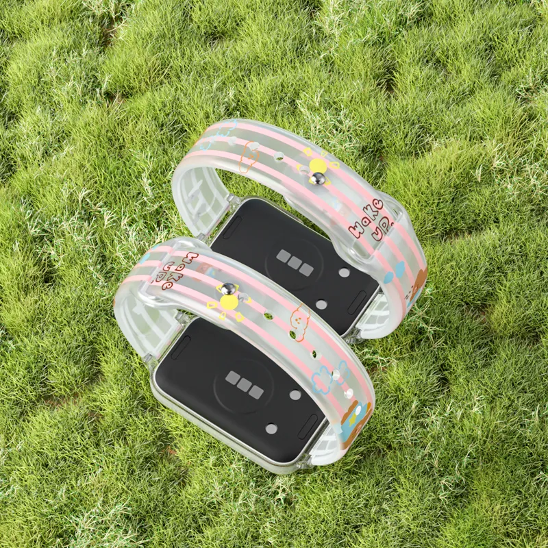 CHUANGYIDA Red Beige Compatibility Watch Band 150~190mm Silicone Material-1
