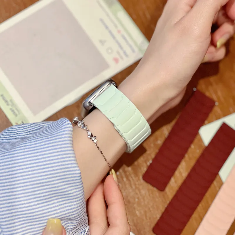 CHUANGYIDA Watch Band Xiaomi Red Beige Compatibility 135 200mm Silicone Material-4