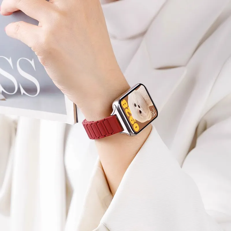 CHUANGYIDA Watch Band Xiaomi Red Beige Compatibility 135 210mm Silicone Material-3