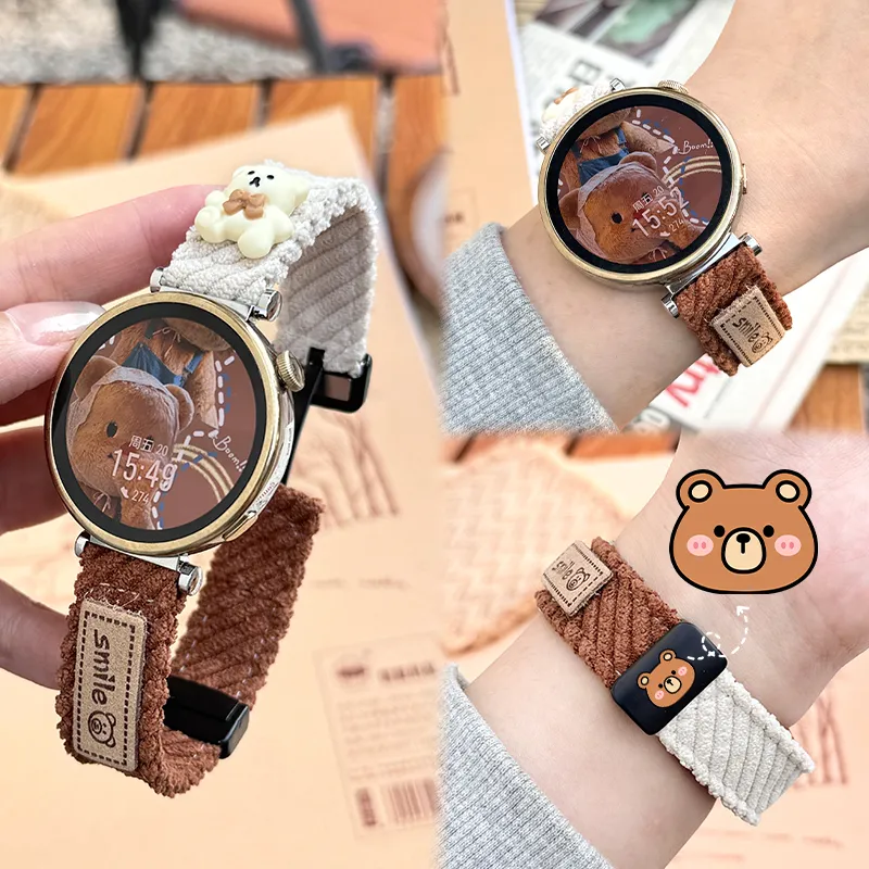CHUANGYIDA Huawei Compatibility Watch Band 145~210mm Corduroy Material-1