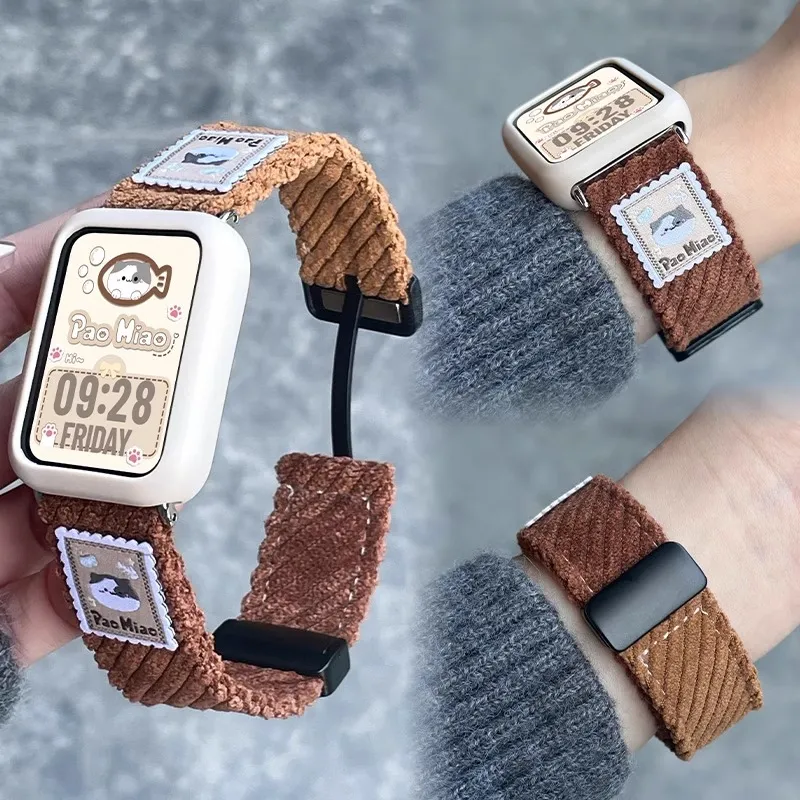 CHUANGYIDA Xiaomi Compatibility Watch Band 145~210mm Corduroy Material-3
