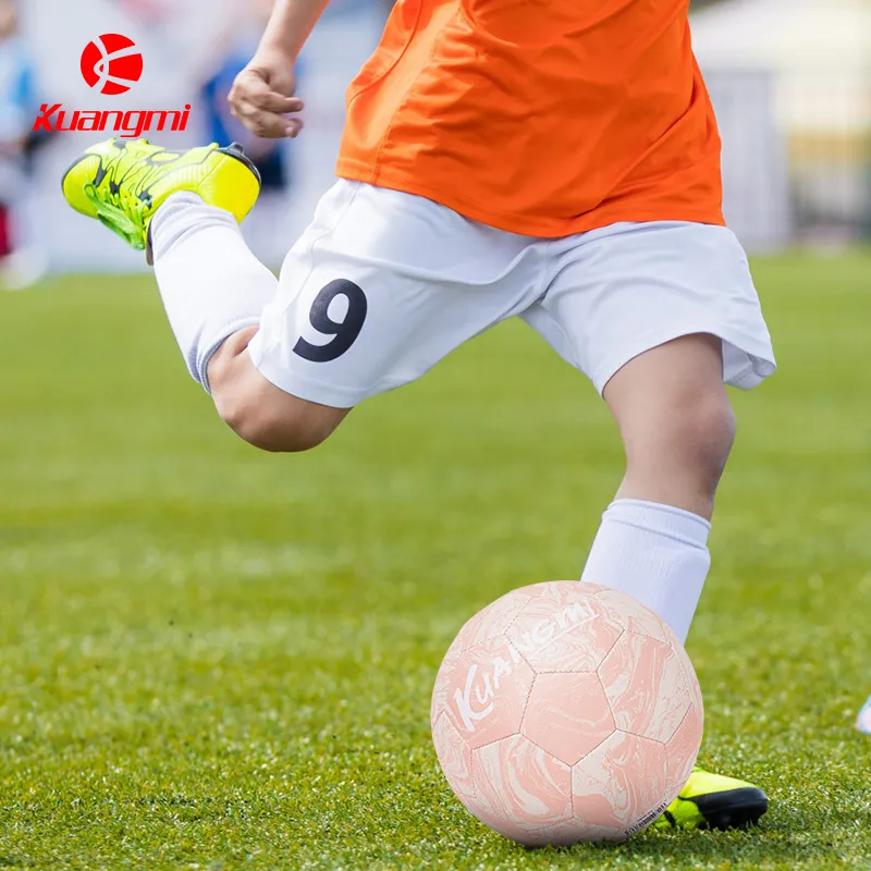 Kuangmi Size 5 Ball Soccer PU Machine Stitched Soccer Ball Unisex Pink-21