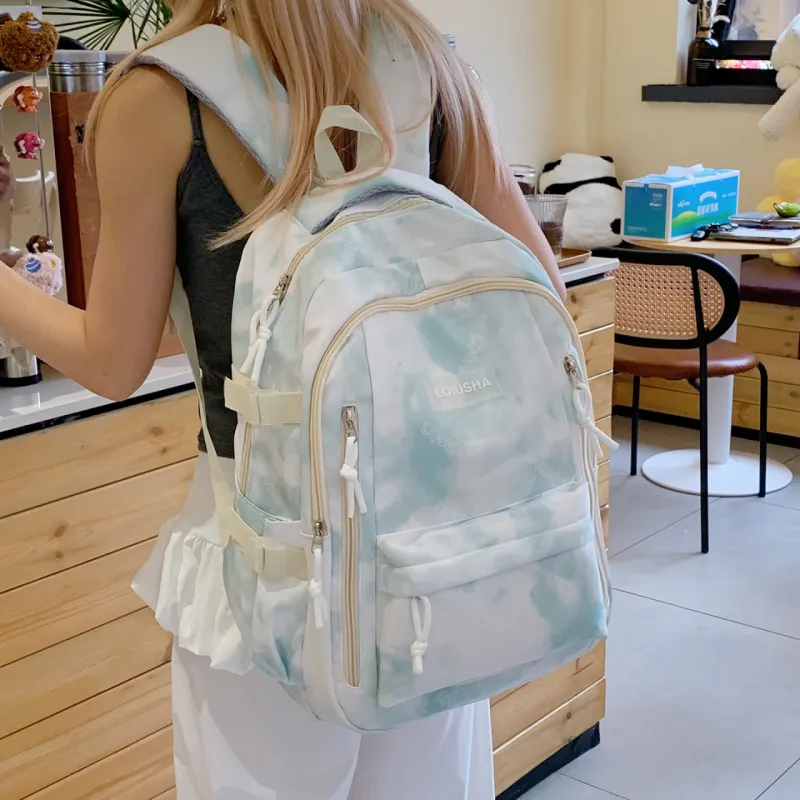 WXRX Nylon Fabric Backpack Women's Multicolor-10