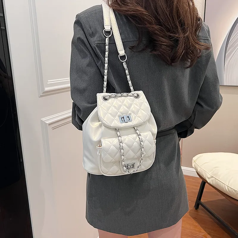 WXRX PU Backpack Women's Silver/Pearl White/Black-7