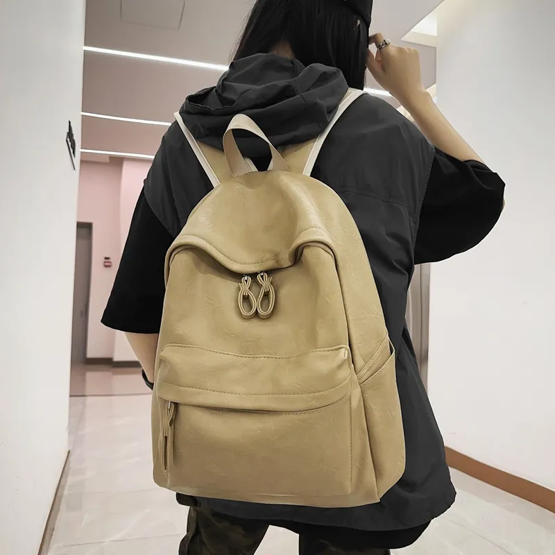 WXRX PU Backpack Unisex Brown/Khaki/Black-7