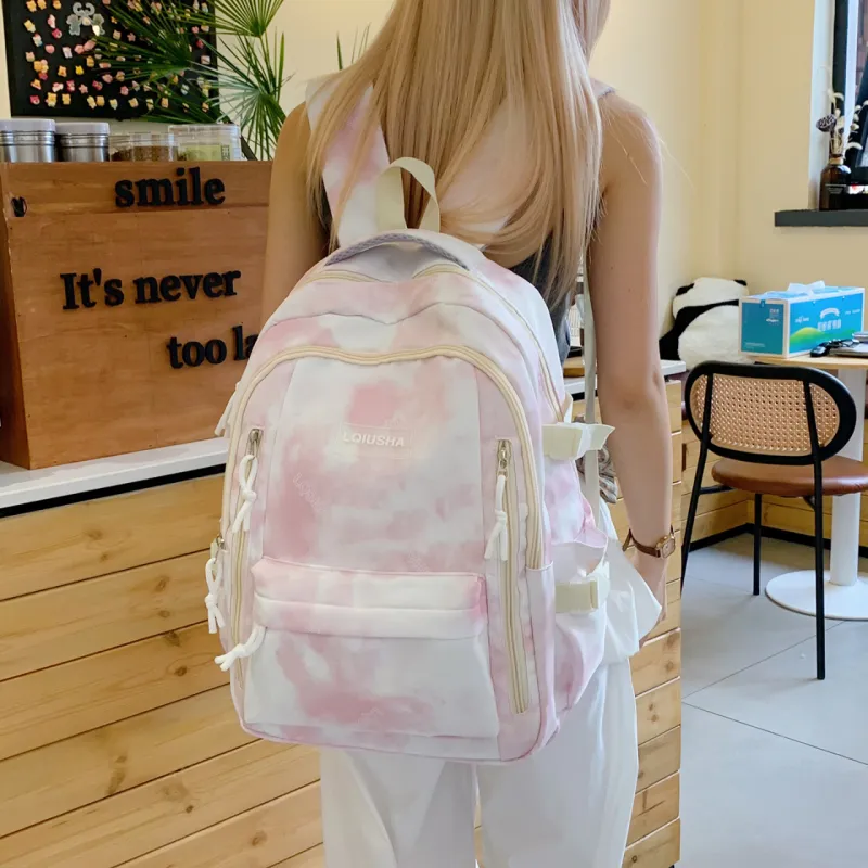 WXRX Nylon Fabric Backpack Women's Multicolor-3