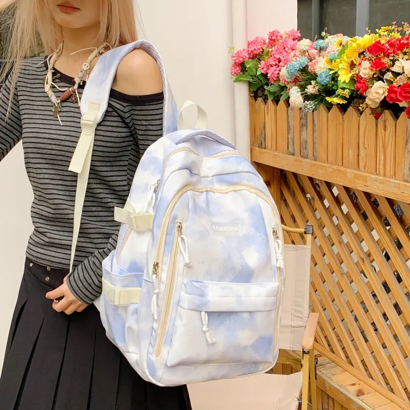 WXRX Nylon Fabric Backpack Women's Multicolor-13