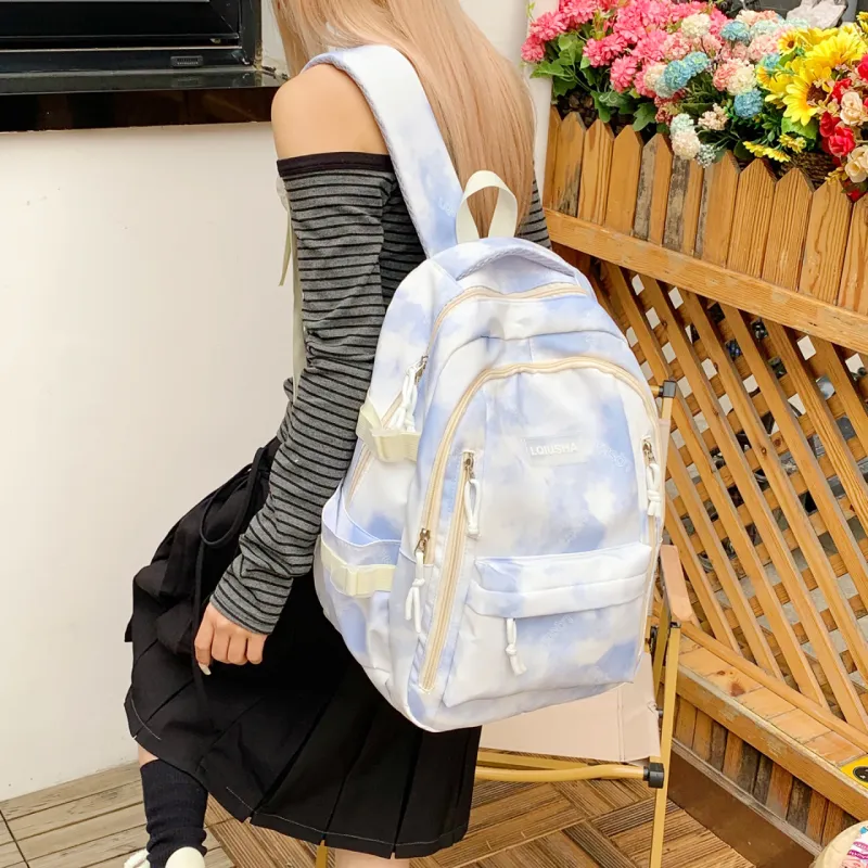 WXRX Nylon Fabric Backpack Women's Multicolor-14