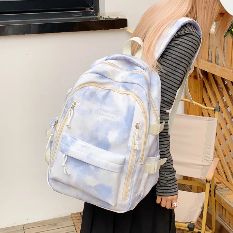 WXRX Nylon Fabric Backpack Women's Multicolor-17