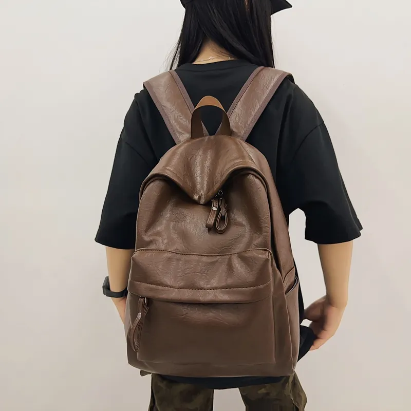 WXRX PU Backpack Unisex Brown/Khaki/Black-1