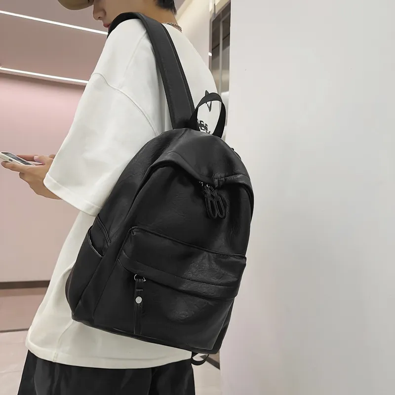 WXRX PU Backpack Unisex Brown/Khaki/Black-14