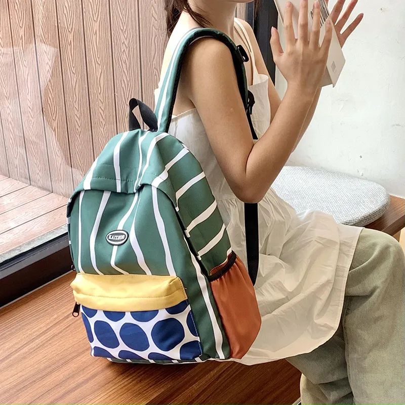 WXRX Nylon Backpack Women's Green/Khaki-5