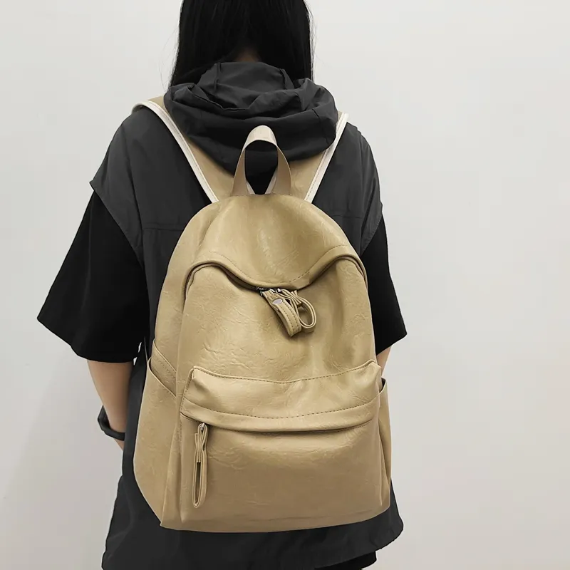 WXRX PU Backpack Unisex Brown/Khaki/Black-8