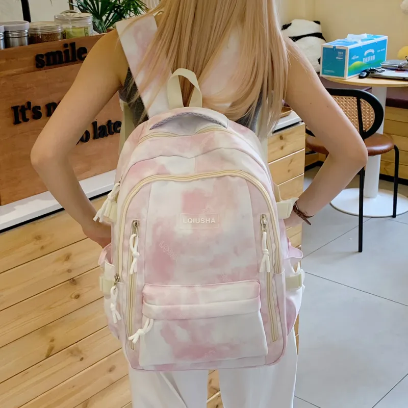 WXRX Nylon Fabric Backpack Women's Multicolor-4