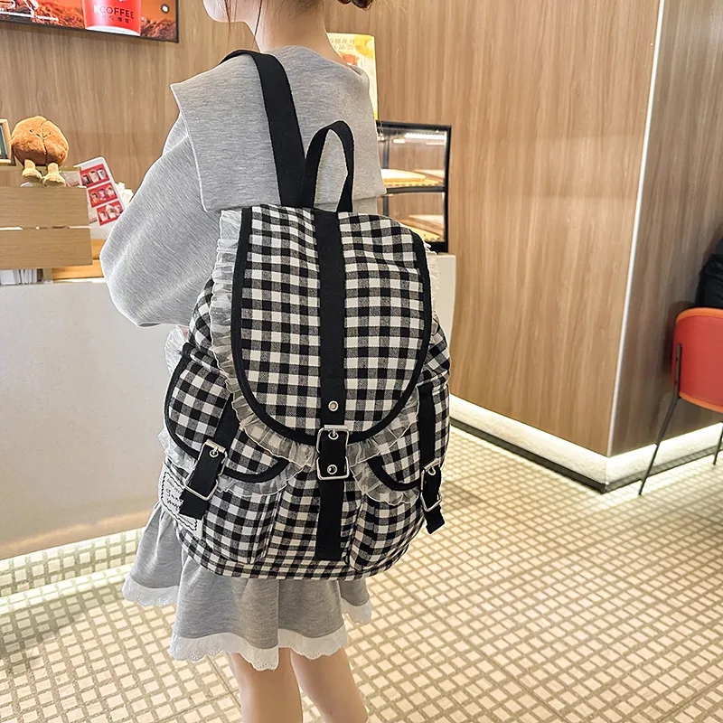 WXRX Cotton Backpack Women's Black-1