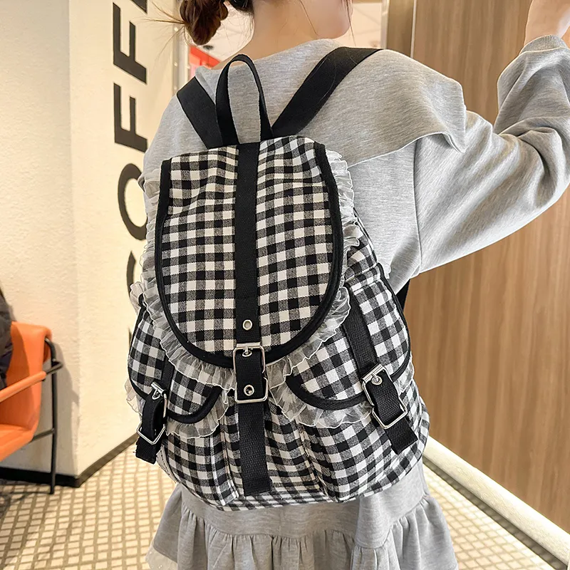WXRX Cotton Backpack Women's Black-5